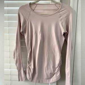 Athleta pink long sleeve ruched top